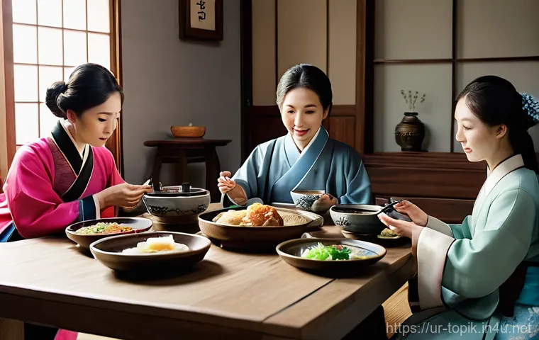 TOPIK 한국어 문화 이해하기 - **A heartwarming scene of a Korean family celebrating Seollal (Lunar New Year).** Young children, dr...